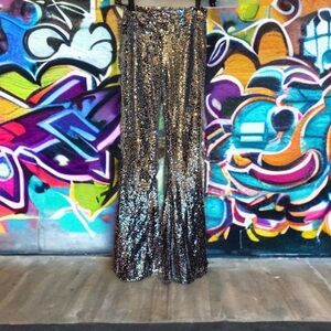 Sequin Flared Pans -  Silver